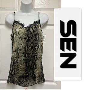 SEN Snakeskin Printed Lace Camisole